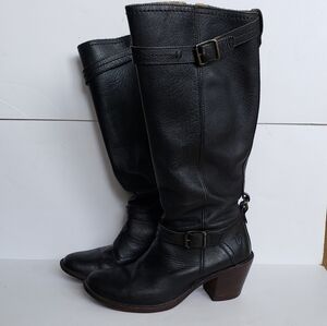 Frye heeled boots size 8.5 with buckles on top and bottom